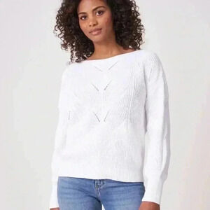 REPEAT Cotton Rib Knit Sweater With Boat Neckline Size XXS